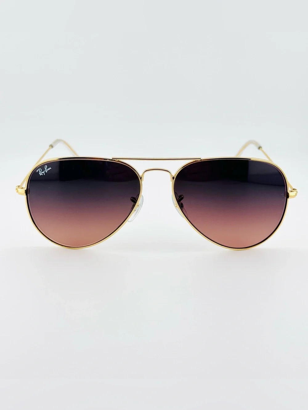 Ray-Ban Aviator Gradient Sunglasses RB3025 Gold Metal Frame Dark Burgundy Lenses